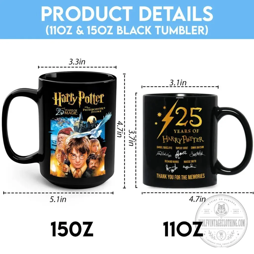 Harry Potter 25th Anniversary Movie Cast Signatures Black Ceramic Mug 9 Harry Potter 25th Anniversary Movie Cast Signatures Black Ceramic Mug
