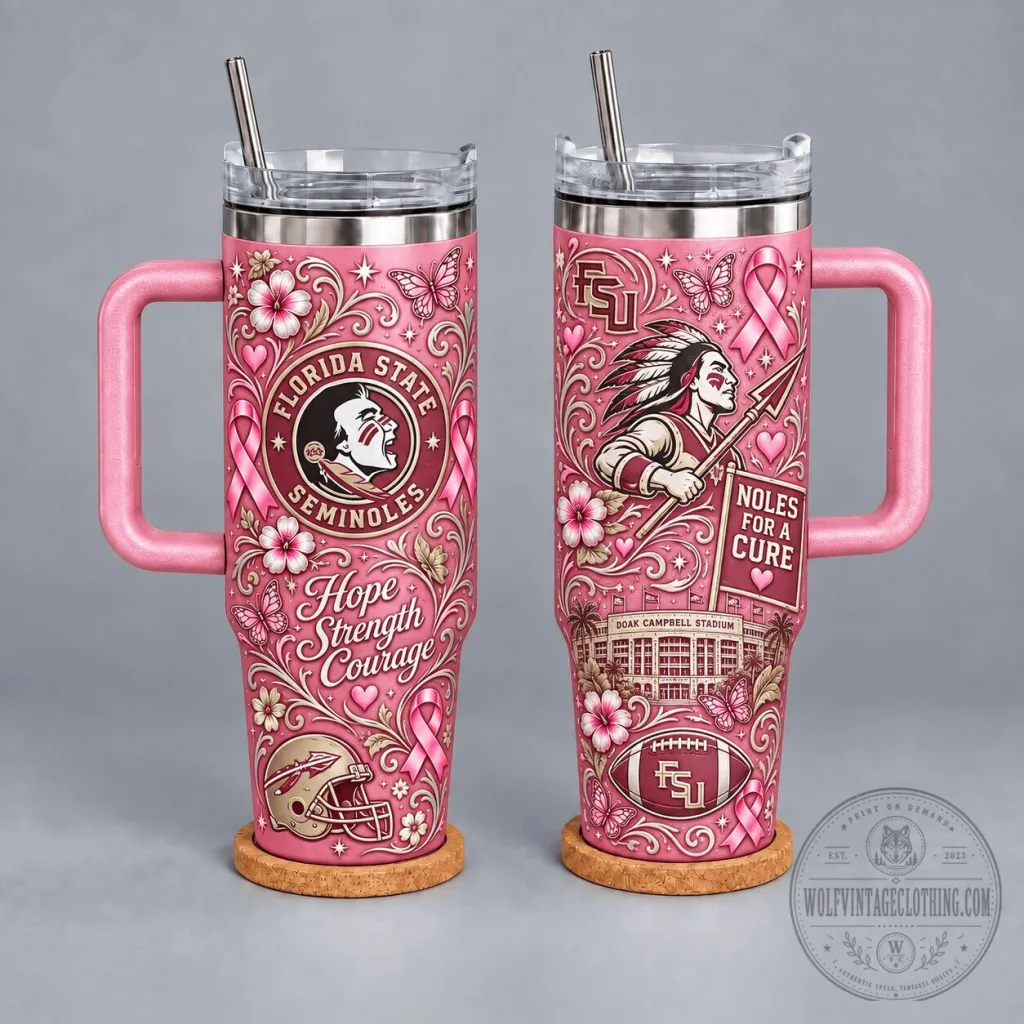 Florida State Seminoles Breast Cancer Awareness Hope Strength Courage Tumbler Florida State Seminoles Breast Cancer Awareness Hope Strength Courage Tumbler