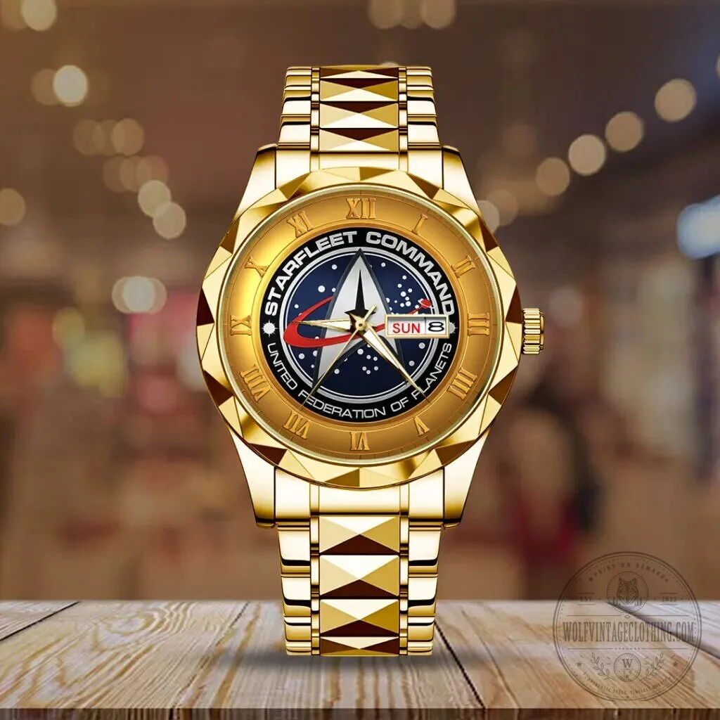 Luxury Quartz Watch with Gold Plating - Starfleet Command from Star Trek 11 Luxury Quartz Watch with Gold Plating - Starfleet Command from Star Trek