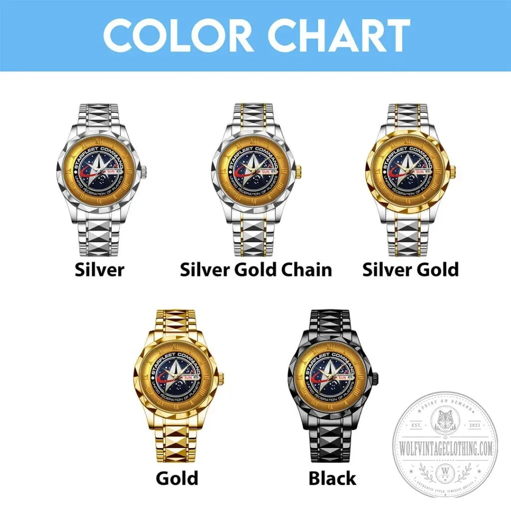 Luxury Quartz Watch with Gold Plating - Starfleet Command from Star Trek 12 Luxury Quartz Watch with Gold Plating - Starfleet Command from Star Trek