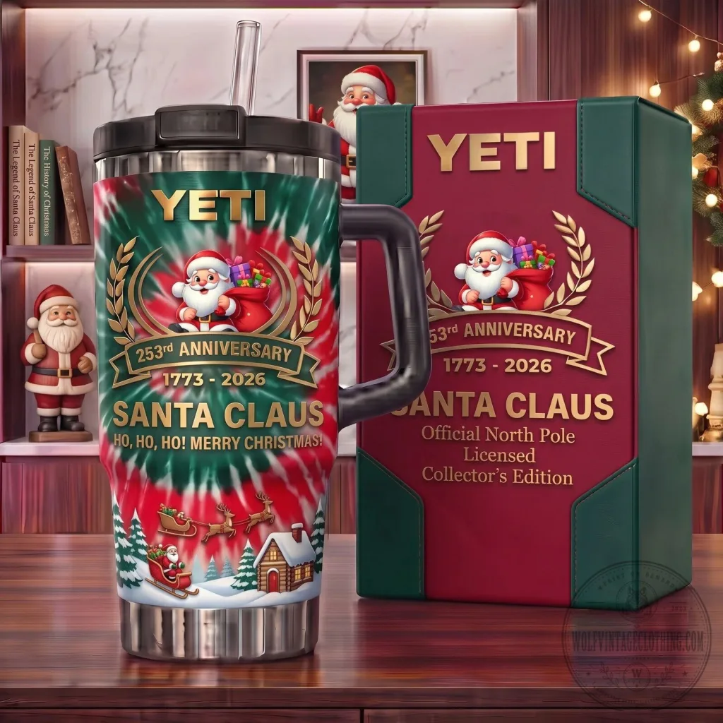 Santa Claus 253rd Anniversary Tie-Dye Christmas Handle Tumbler Santa Claus 253rd Anniversary Tie-Dye Christmas Handle Tumbler