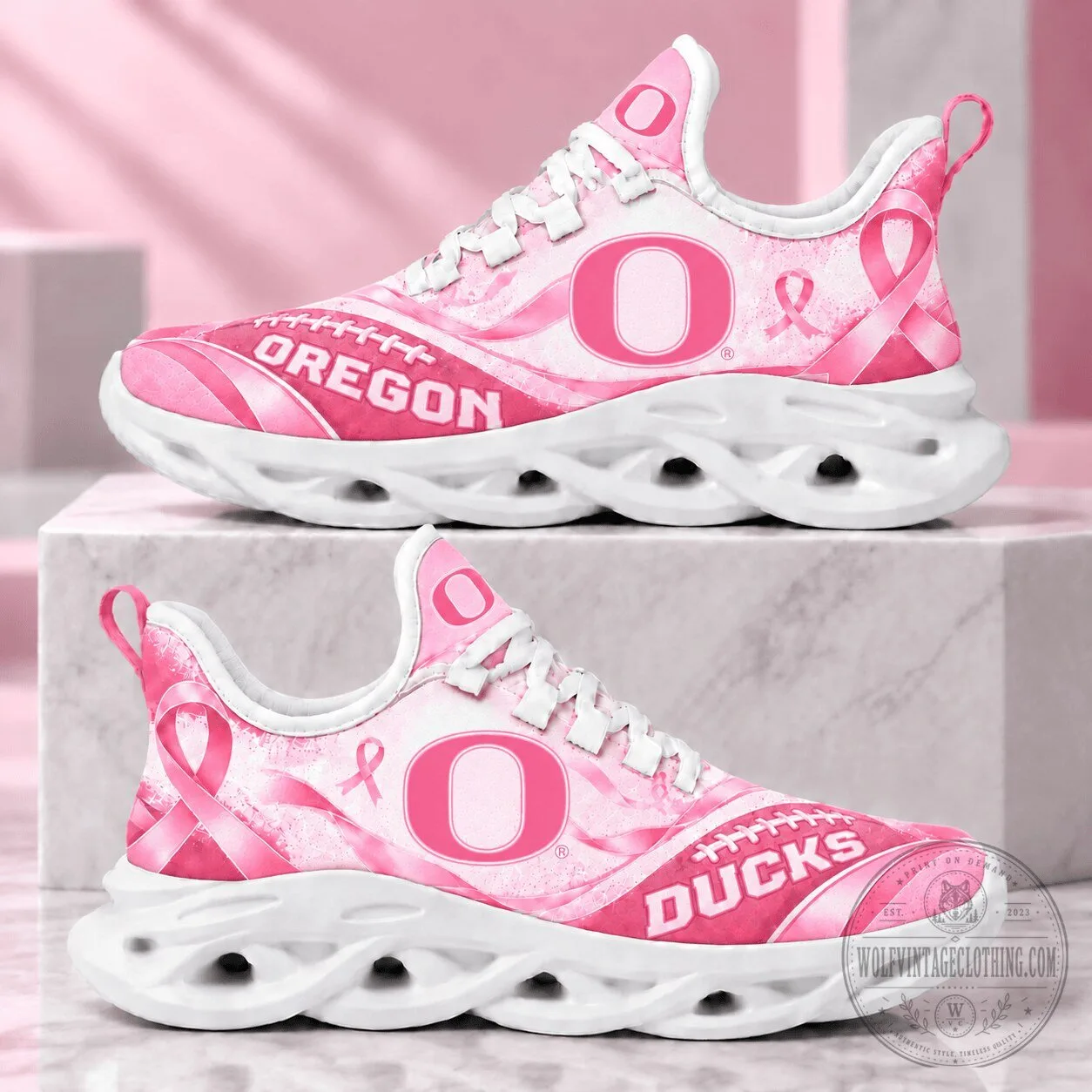 Oregon Ducks Breast Cancer Awareness Pink Ribbon Running Shoes 3 Oregon Ducks Breast Cancer Awareness Pink Ribbon Running Shoes