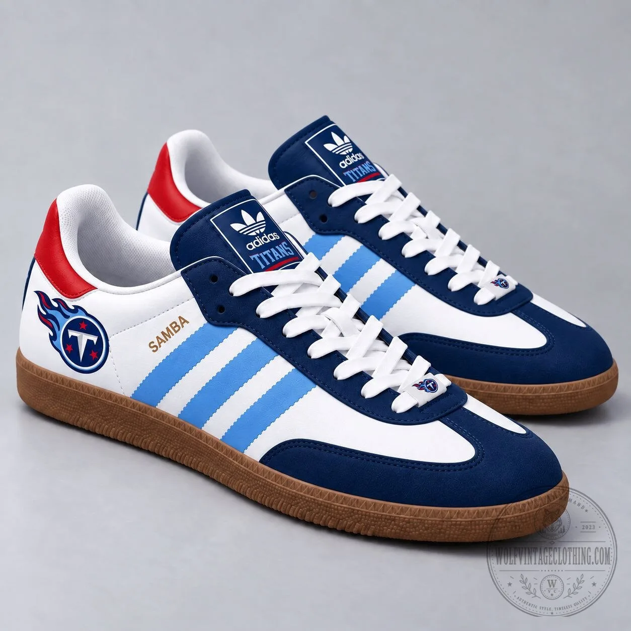 Adidas Samba Shoes featuring the Tennessee Titans NFL Team Logo
