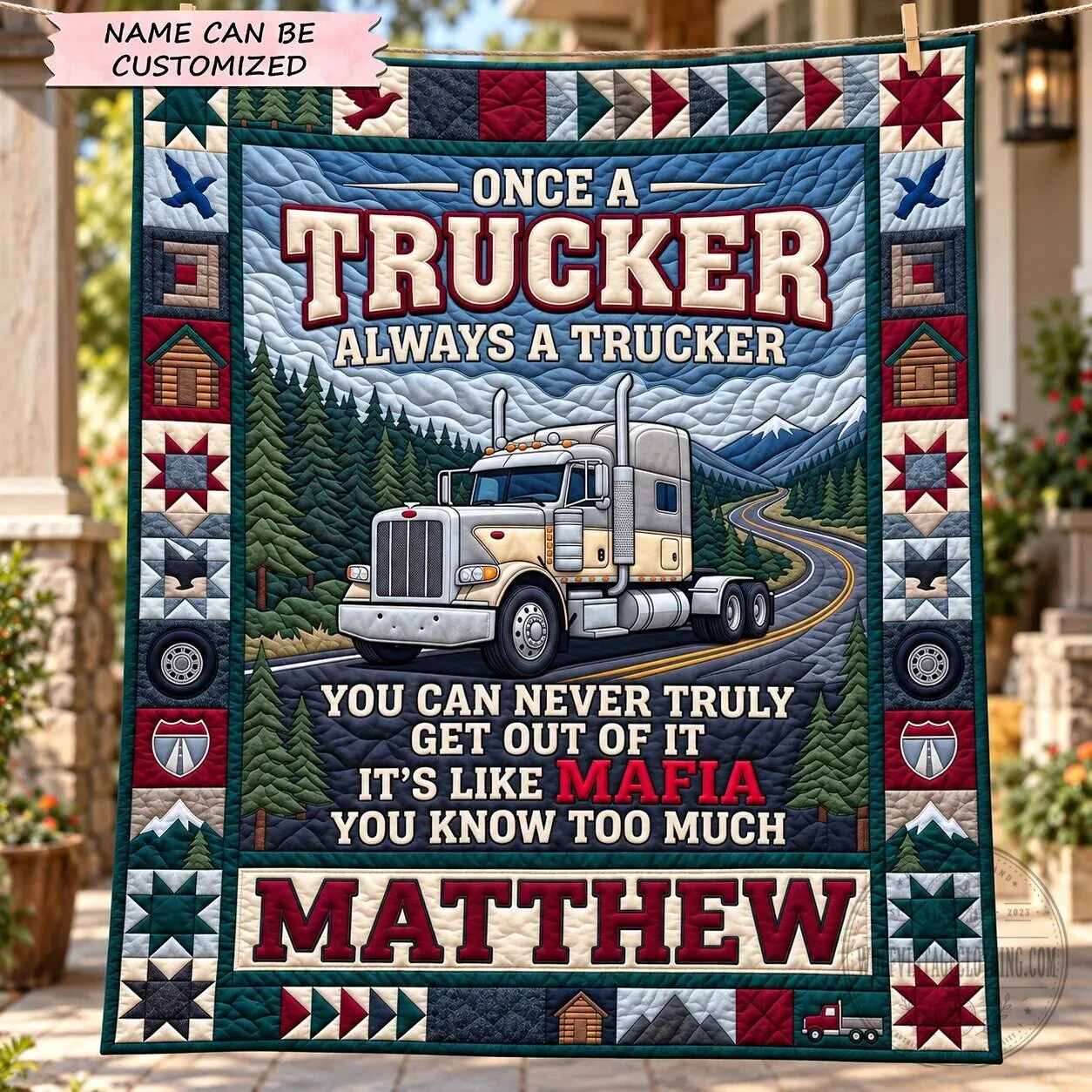 Personalized Trucker Mafia Quilted Blanket for Truck Driver Gift 5 Personalized Trucker Mafia Quilted Blanket for Truck Driver Gift