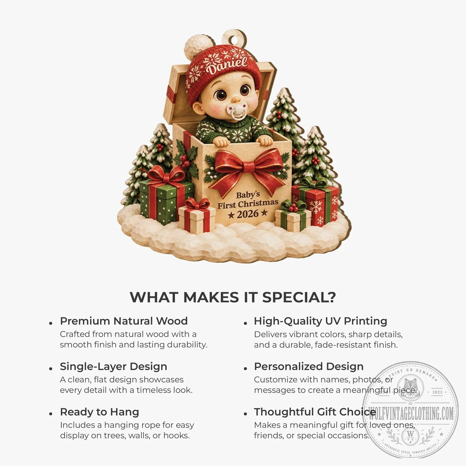 Baby's First Christmas 2026 Personalized Ornament for Newborns 15 Baby
