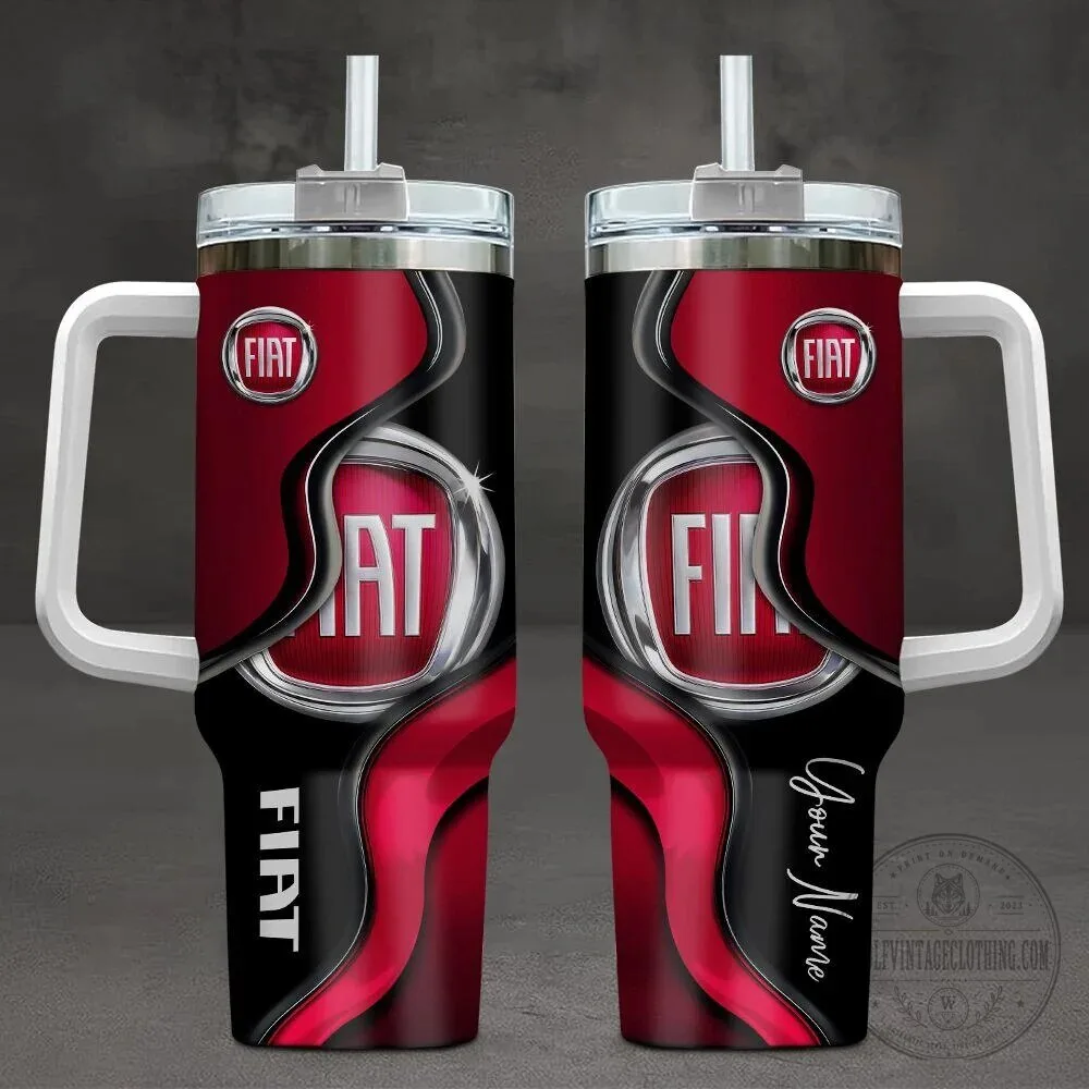 Fiat Car Logo Personalized Name Red Black Tumbler with Handle 6 Fiat Car Logo Personalized Name Red Black Tumbler with Handle