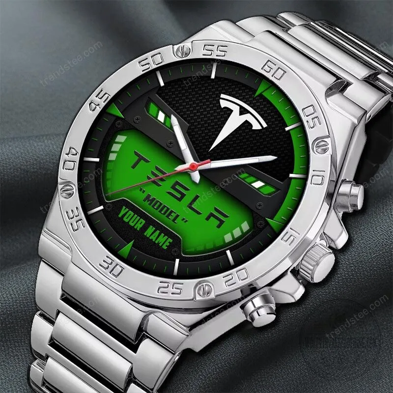 Tesla Custom Name Black and Blue Luxury Stainless Steel Watch 25 Tesla Custom Name Black and Blue Luxury Stainless Steel Watch