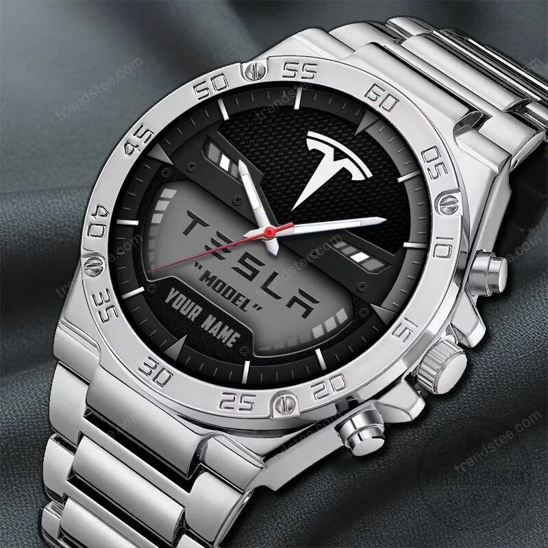 Tesla Custom Name Black and Blue Luxury Stainless Steel Watch 27 Tesla Custom Name Black and Blue Luxury Stainless Steel Watch
