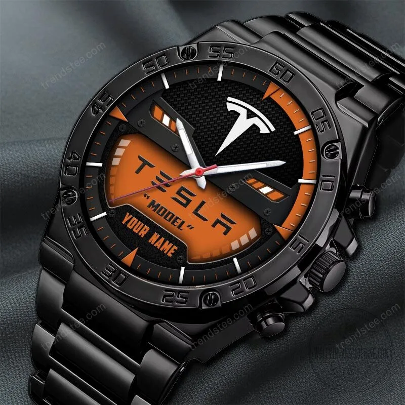 Tesla Custom Name Black and Blue Luxury Stainless Steel Watch 28 Tesla Custom Name Black and Blue Luxury Stainless Steel Watch