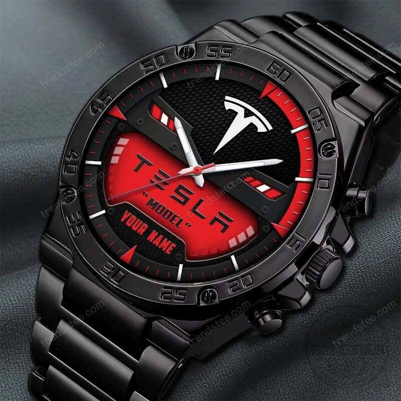 Tesla Custom Name Black and Blue Luxury Stainless Steel Watch 30 Tesla Custom Name Black and Blue Luxury Stainless Steel Watch