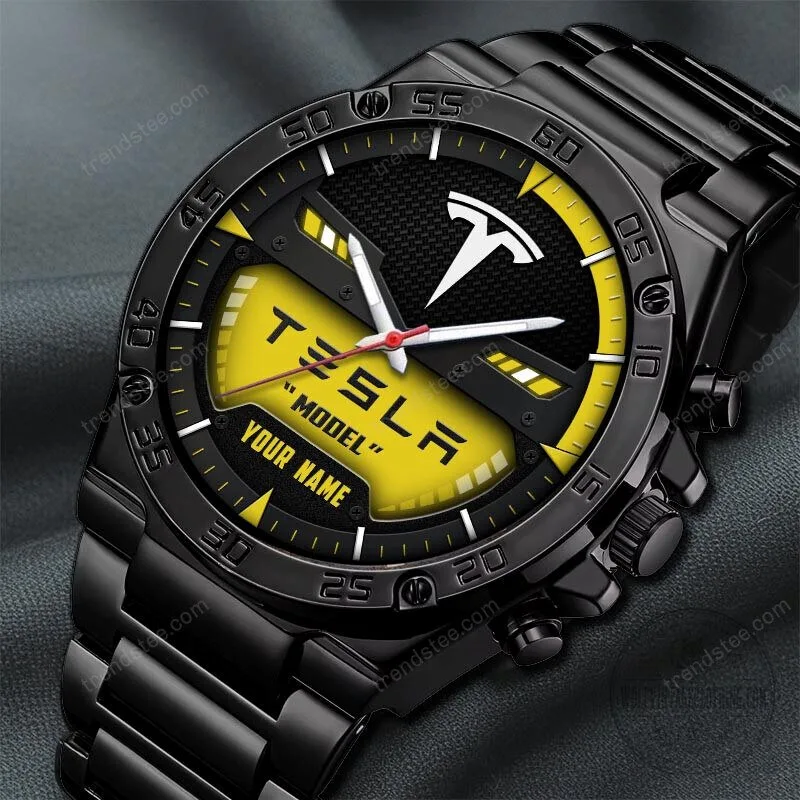 Tesla Custom Name Black and Blue Luxury Stainless Steel Watch 31 Tesla Custom Name Black and Blue Luxury Stainless Steel Watch