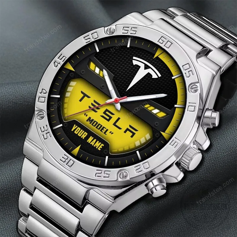 Tesla Custom Name Black and Blue Luxury Stainless Steel Watch 32 Tesla Custom Name Black and Blue Luxury Stainless Steel Watch