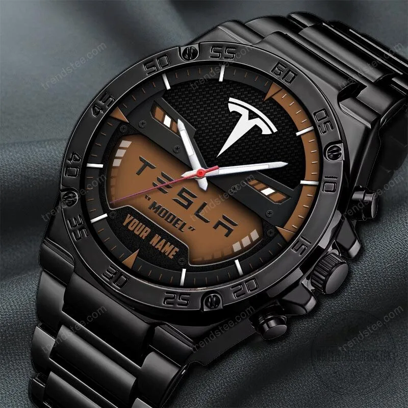 Tesla Custom Name Black and Blue Luxury Stainless Steel Watch 34 Tesla Custom Name Black and Blue Luxury Stainless Steel Watch