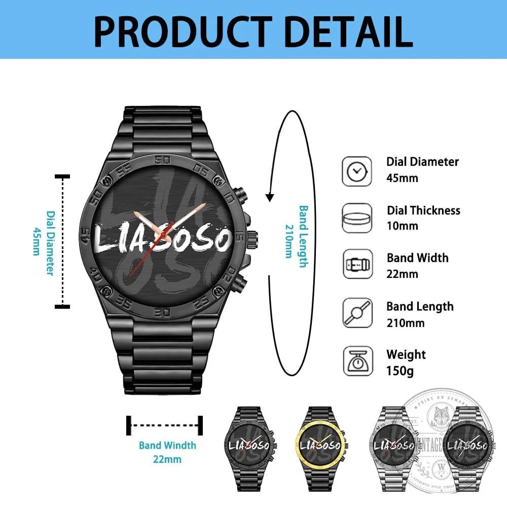 Tesla Custom Name Black and Blue Luxury Stainless Steel Watch 37 Tesla Custom Name Black and Blue Luxury Stainless Steel Watch
