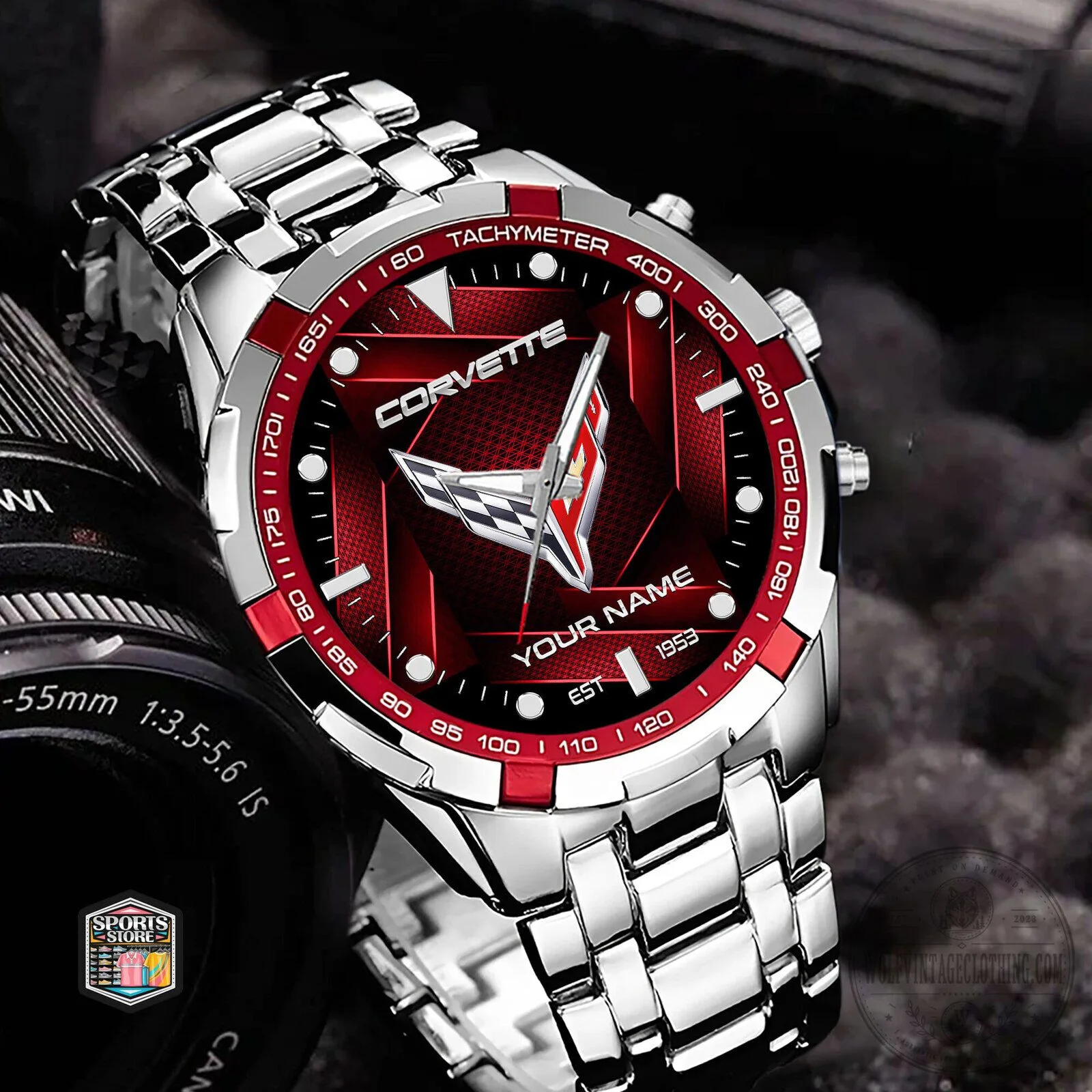 Corvette C8 Stingray Personalized Stainless Steel Watch