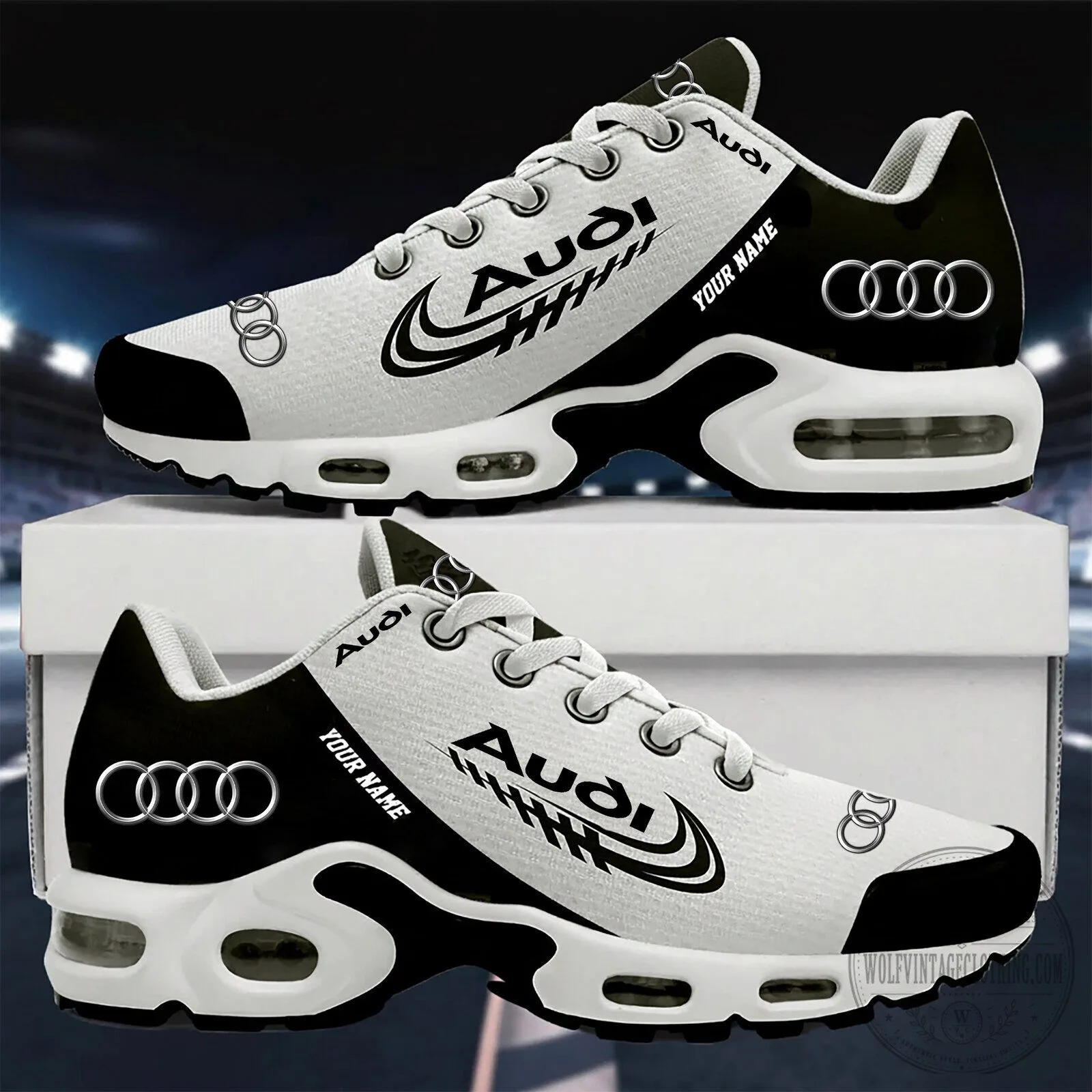 Audi Custom Name Red and White Elegant Design Sport Shoes 10 Audi Custom Name Red and White Elegant Design Sport Shoes