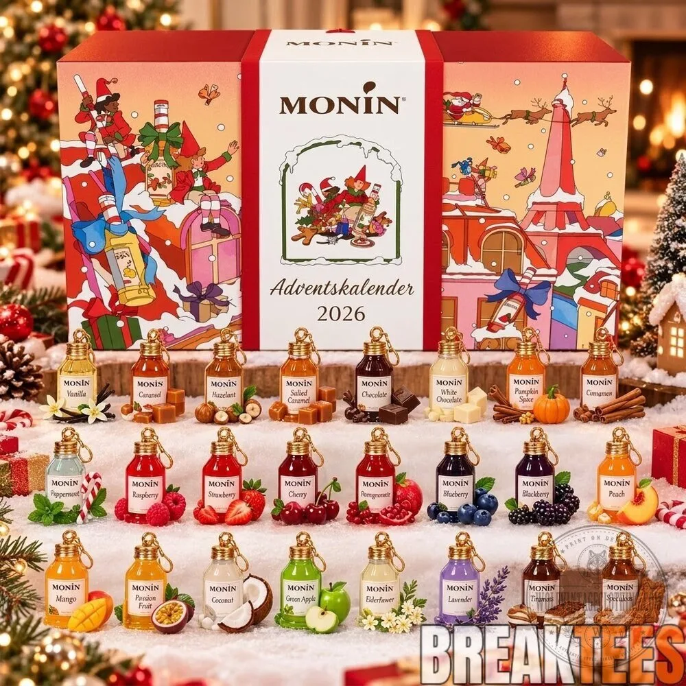 Monin Syrup 2026 Advent Calendar Red Festive Box with 24 Mini Syrup Bottles