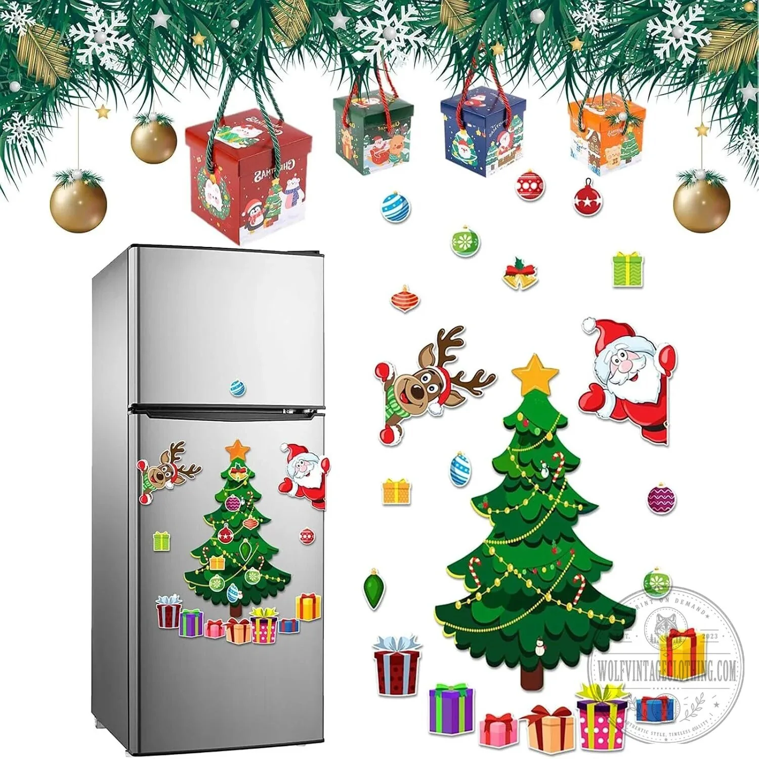 Christmas Tree Refrigerator Magnet Set Holiday Decorations