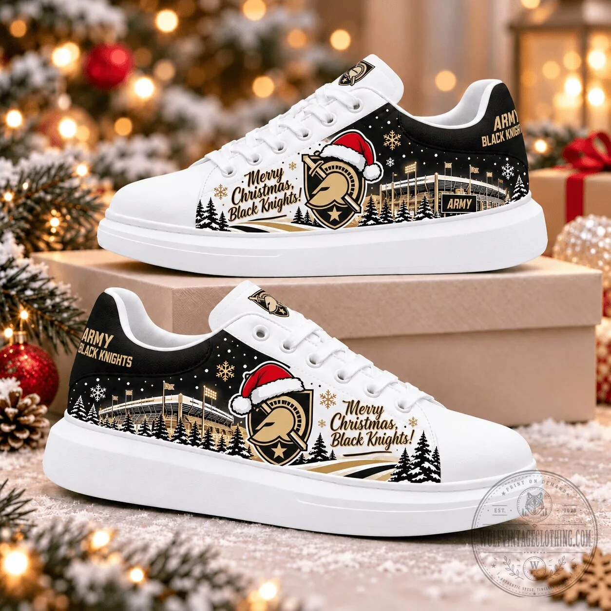 Army Black Knights Merry Christmas Football Fan Sneakers