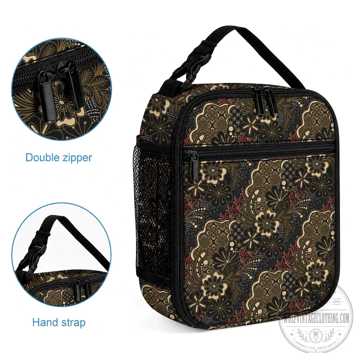 Indonesian Batik Sekar Jagad Pattern Insulated Lunch Bag with Handle 8 Indonesian Batik Sekar Jagad Pattern Insulated Lunch Bag with Handle