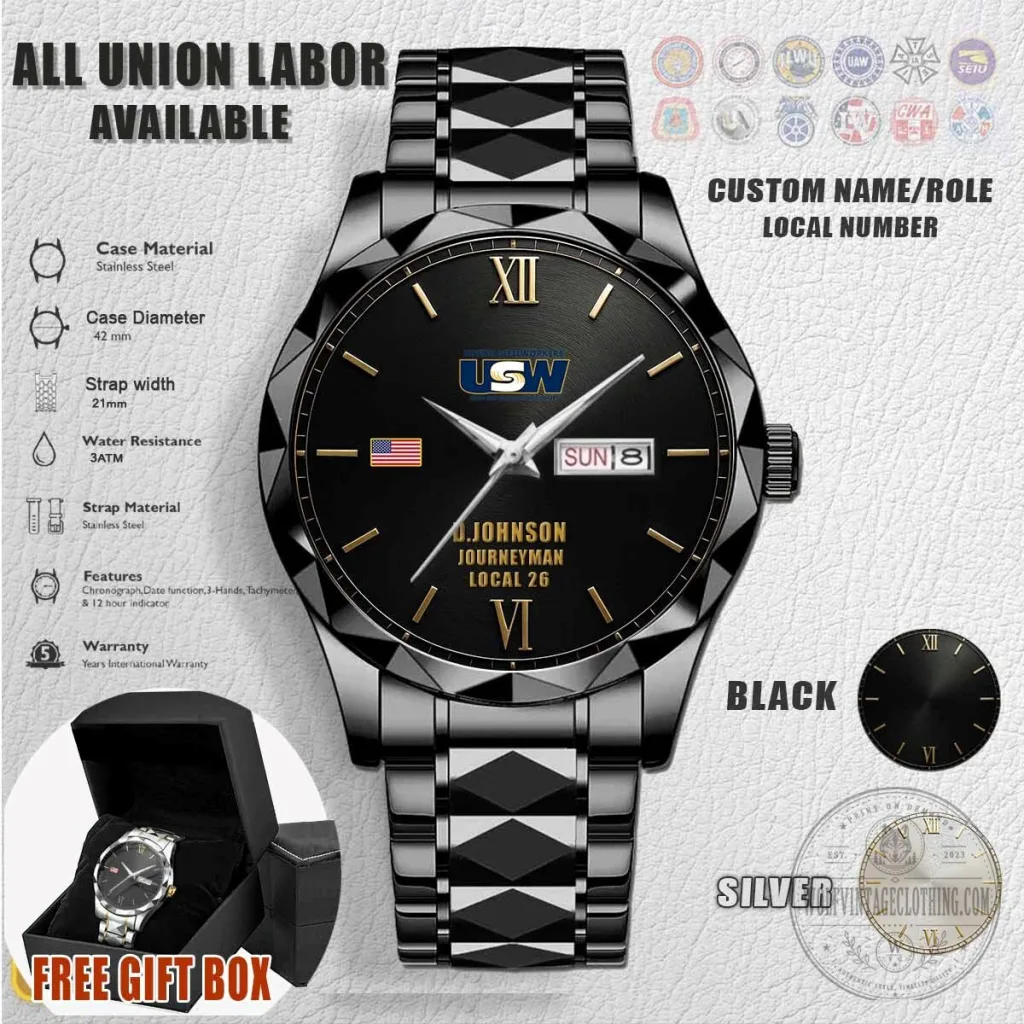 United Steelworkers Union Stainless Steel Watch for Men United Steelworkers Union Stainless Steel Watch for Men