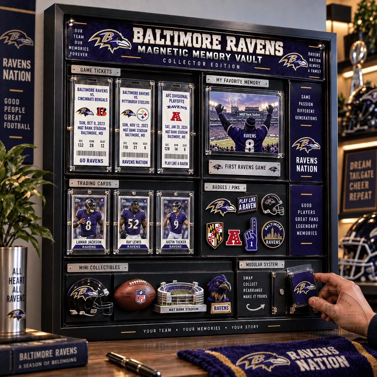 Baltimore Ravens Magnetic Memory Vault Collector Edition Display Case 5 Baltimore Ravens Magnetic Memory Vault Collector Edition Display Case
