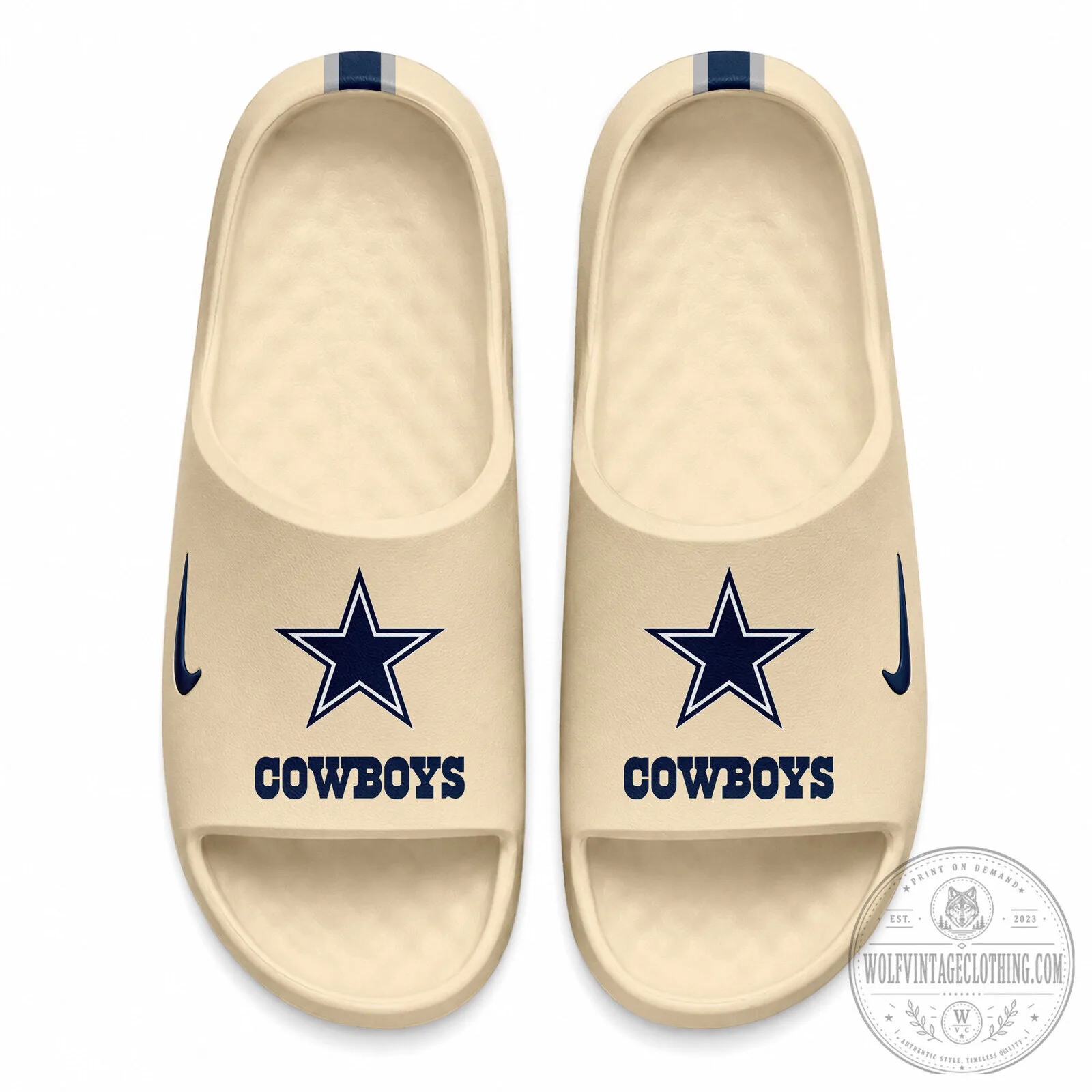 Dallas Cowboys Star Logo Cream White NFL Football Team Slide Sandals 1 Dallas Cowboys Star Logo Cream White NFL Football Team Slide Sandals