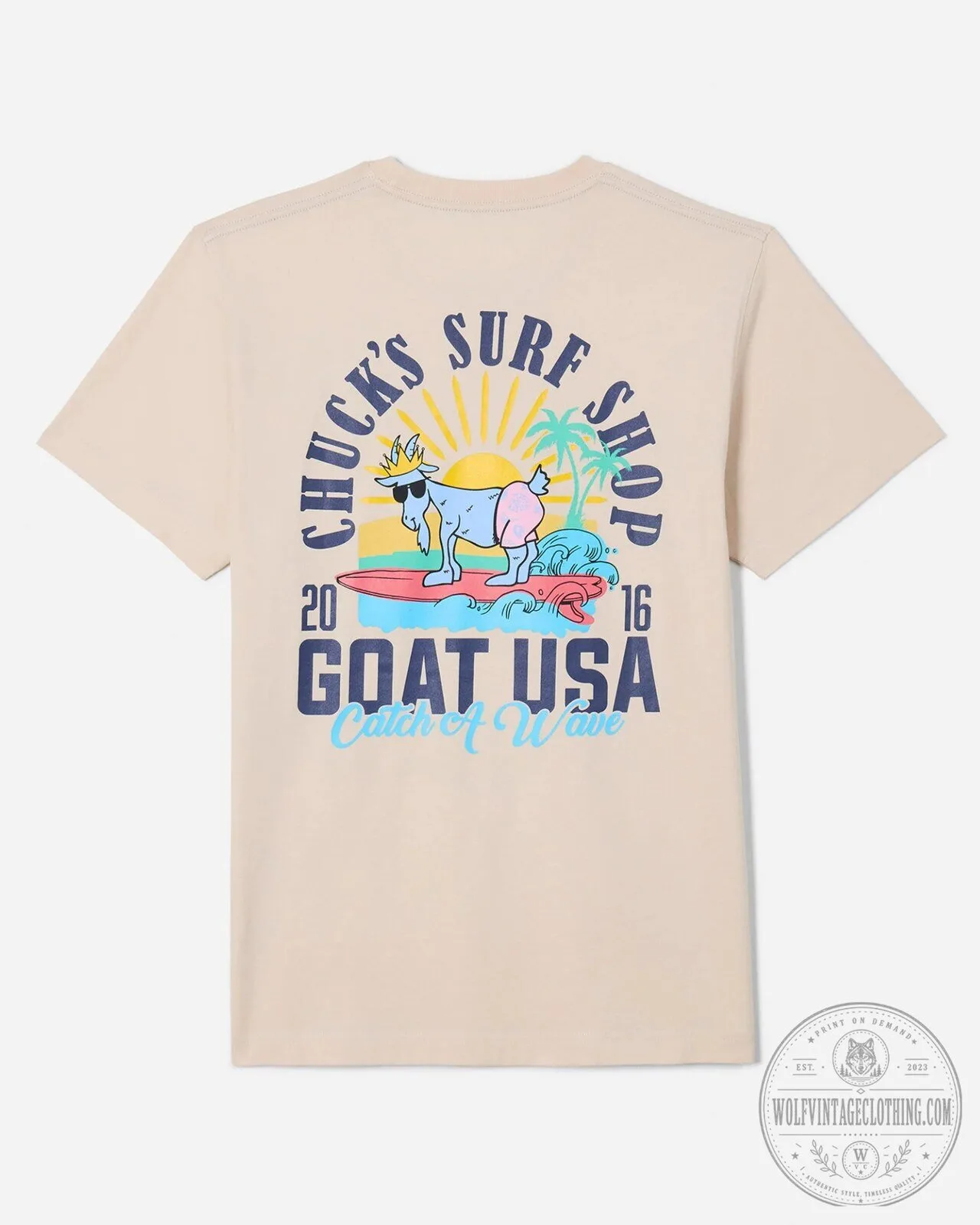 Chuck's Surf Shop Goat USA Catch A Wave T-Shirt
