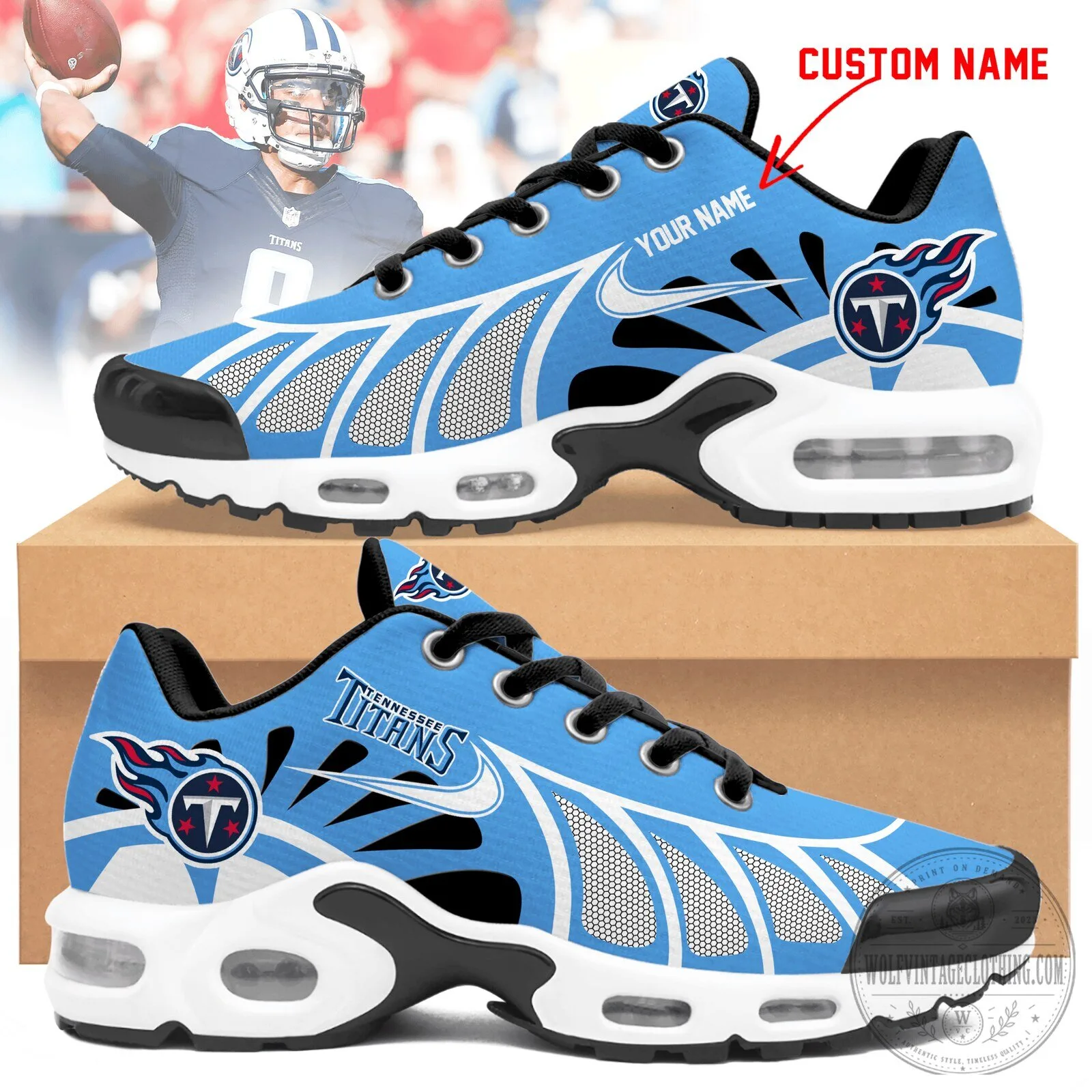 Custom Blue Air Max Running Shoes for Tennessee Titans Fans