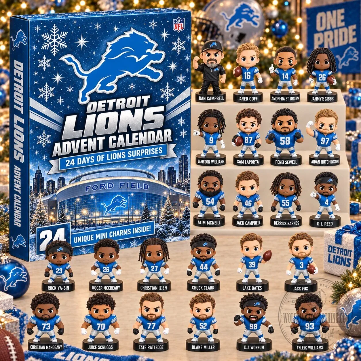 Detroit Lions NFL Football Team 24 Days of Surprises Advent Calendar