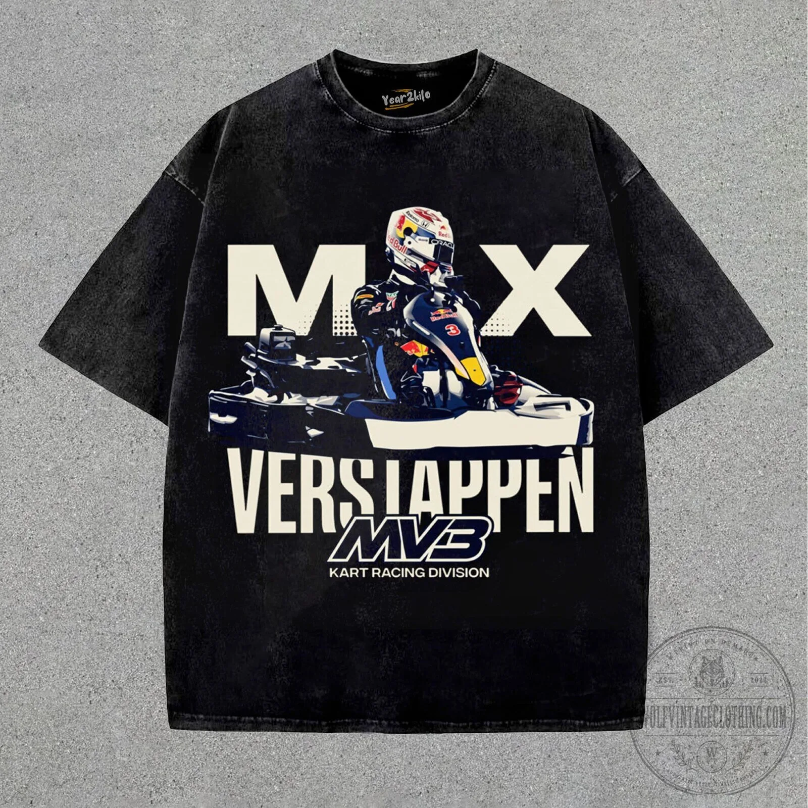 Max Verstappen Kart Racing Division Distressed Black T-Shirt