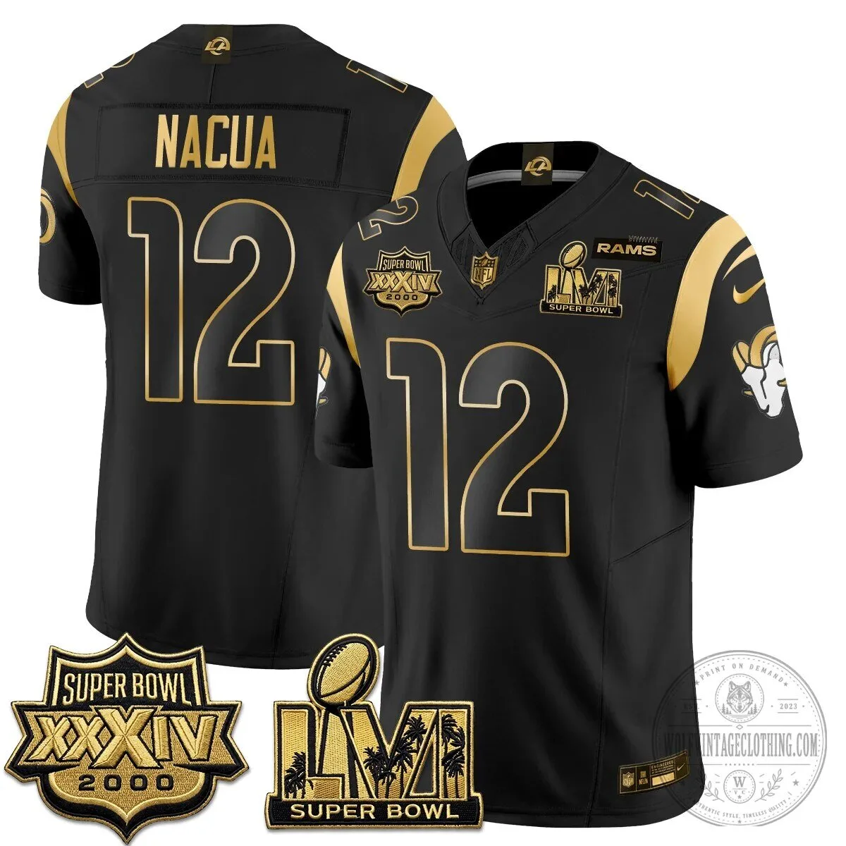 Los Angeles Rams Super Bowl Champions White Gold Vapor Football Jersey 62 Los Angeles Rams Super Bowl Champions White Gold Vapor Football Jersey