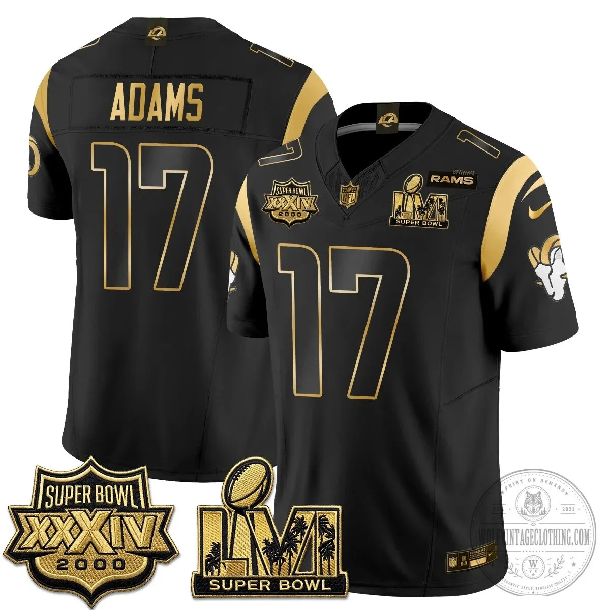 Los Angeles Rams Super Bowl Champions White Gold Vapor Football Jersey 64 Los Angeles Rams Super Bowl Champions White Gold Vapor Football Jersey