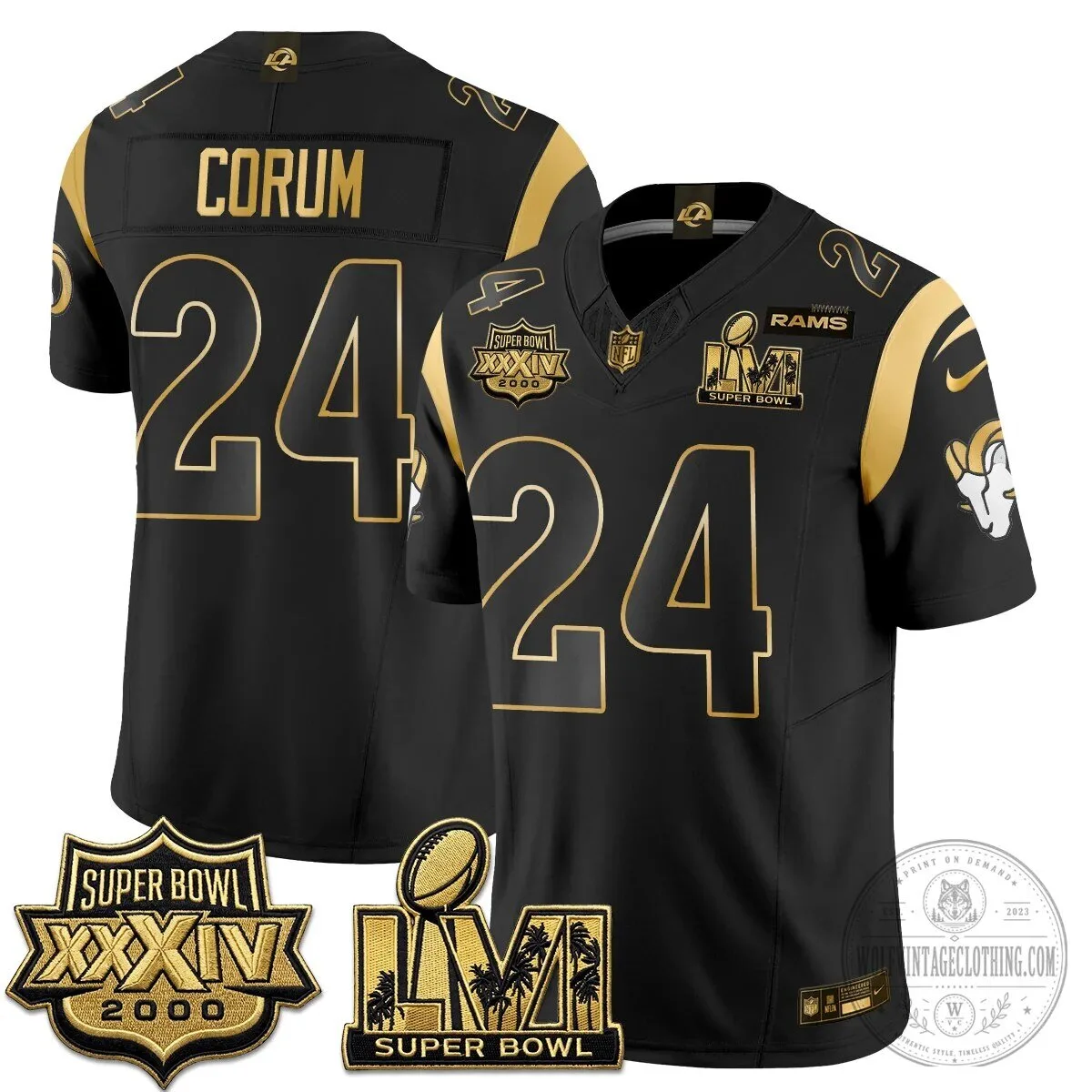Los Angeles Rams Super Bowl Champions White Gold Vapor Football Jersey 67 Los Angeles Rams Super Bowl Champions White Gold Vapor Football Jersey