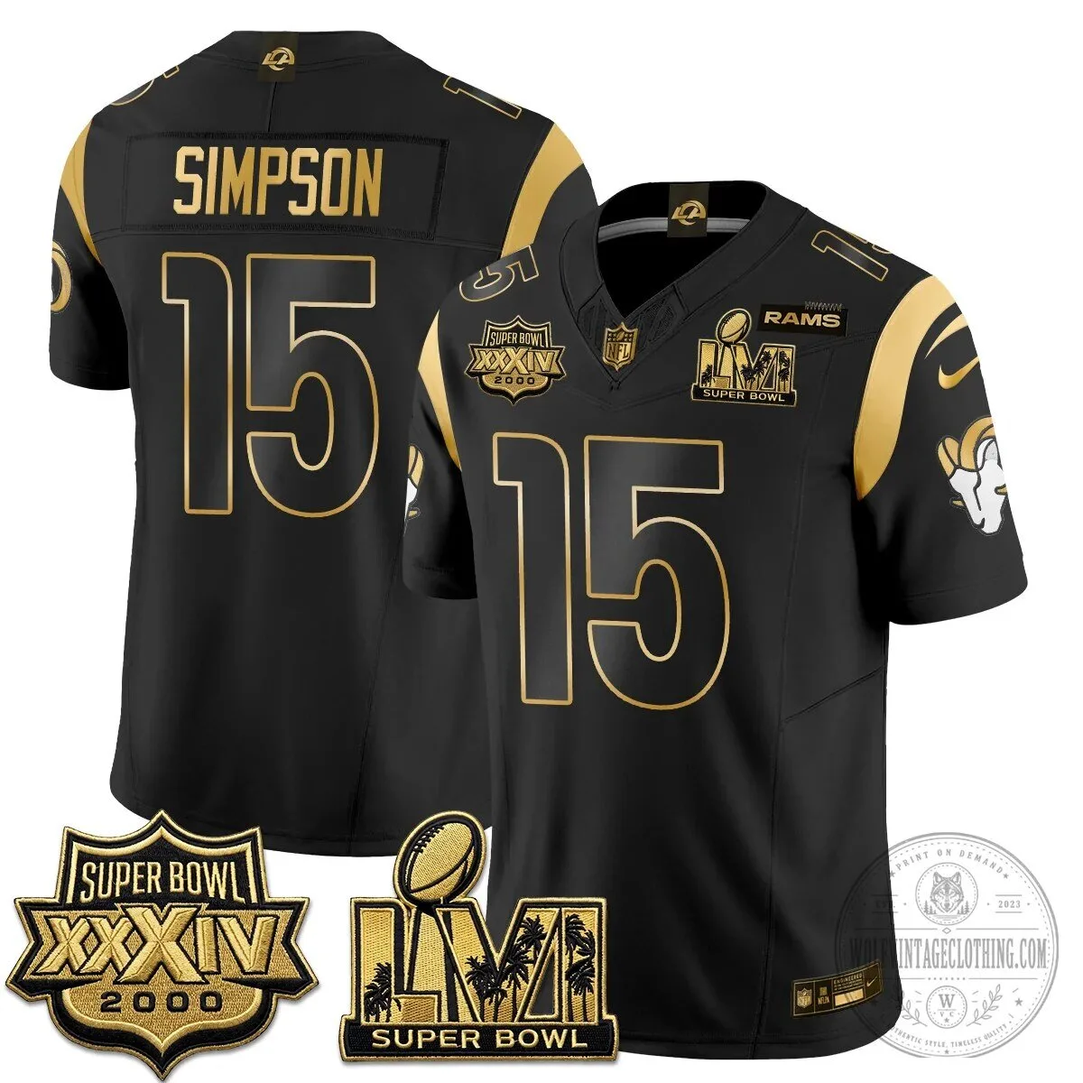 Los Angeles Rams Super Bowl Champions White Gold Vapor Football Jersey 70 Los Angeles Rams Super Bowl Champions White Gold Vapor Football Jersey