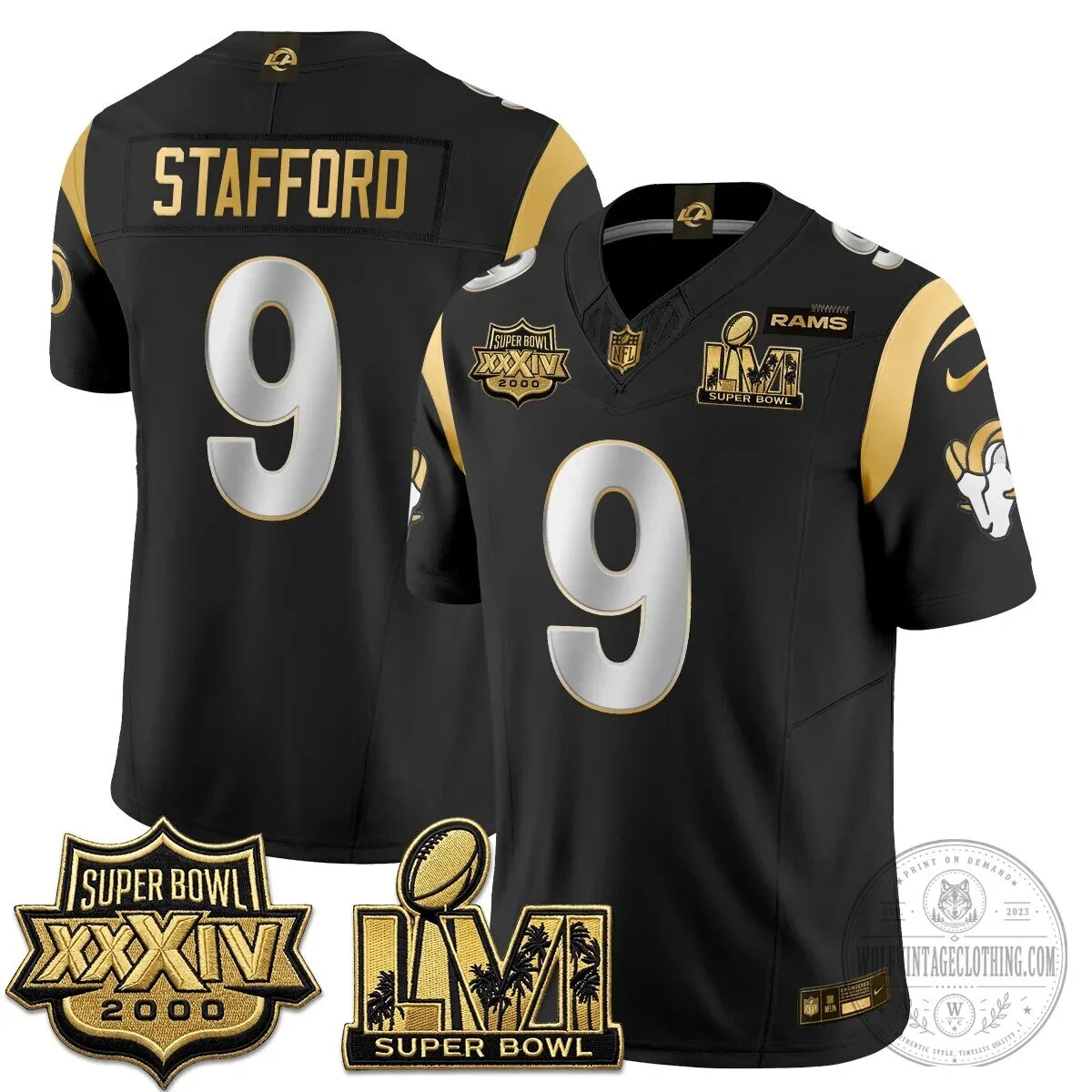 Los Angeles Rams Super Bowl Champions White Gold Vapor Football Jersey 75 Los Angeles Rams Super Bowl Champions White Gold Vapor Football Jersey