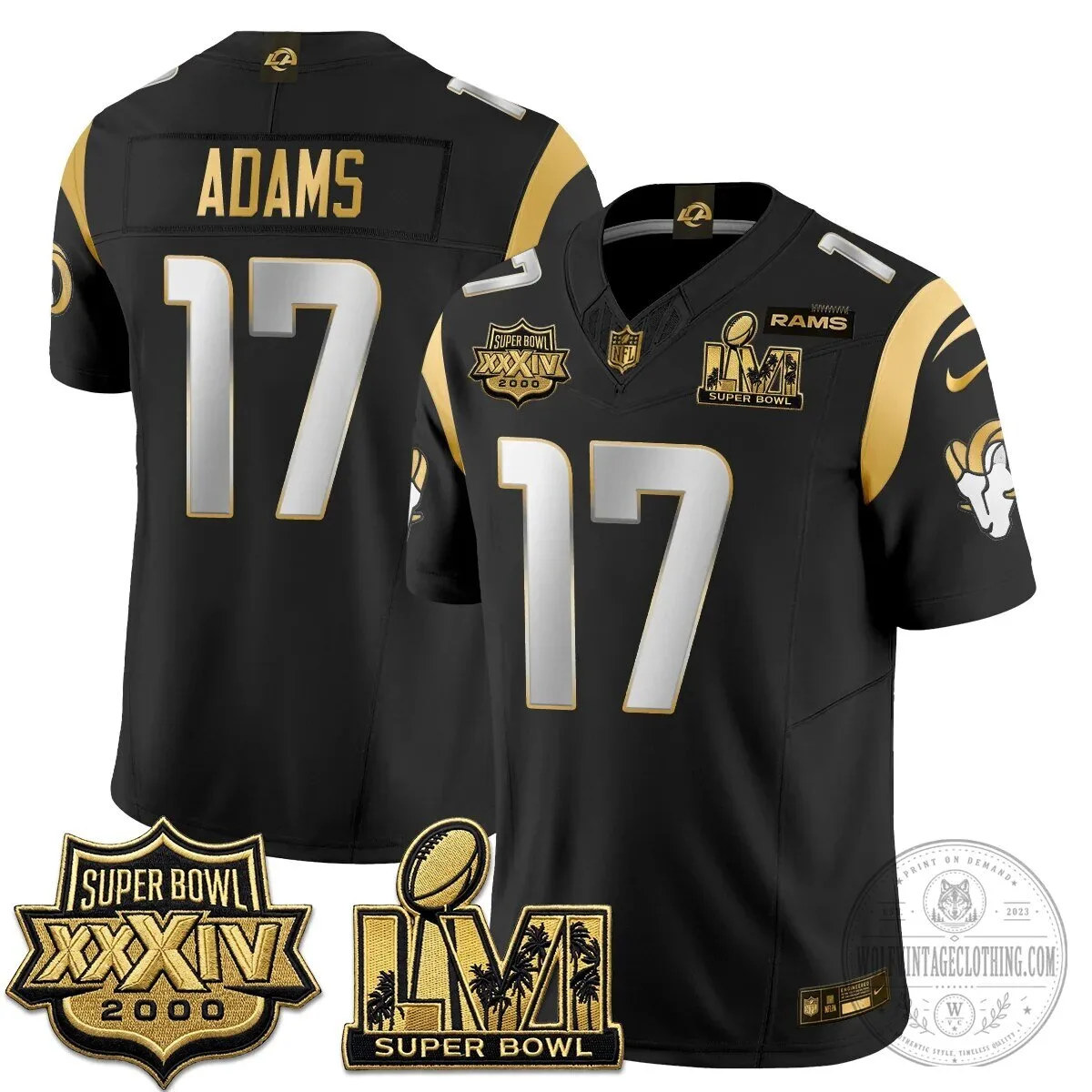 Los Angeles Rams Super Bowl Champions White Gold Vapor Football Jersey 76 Los Angeles Rams Super Bowl Champions White Gold Vapor Football Jersey