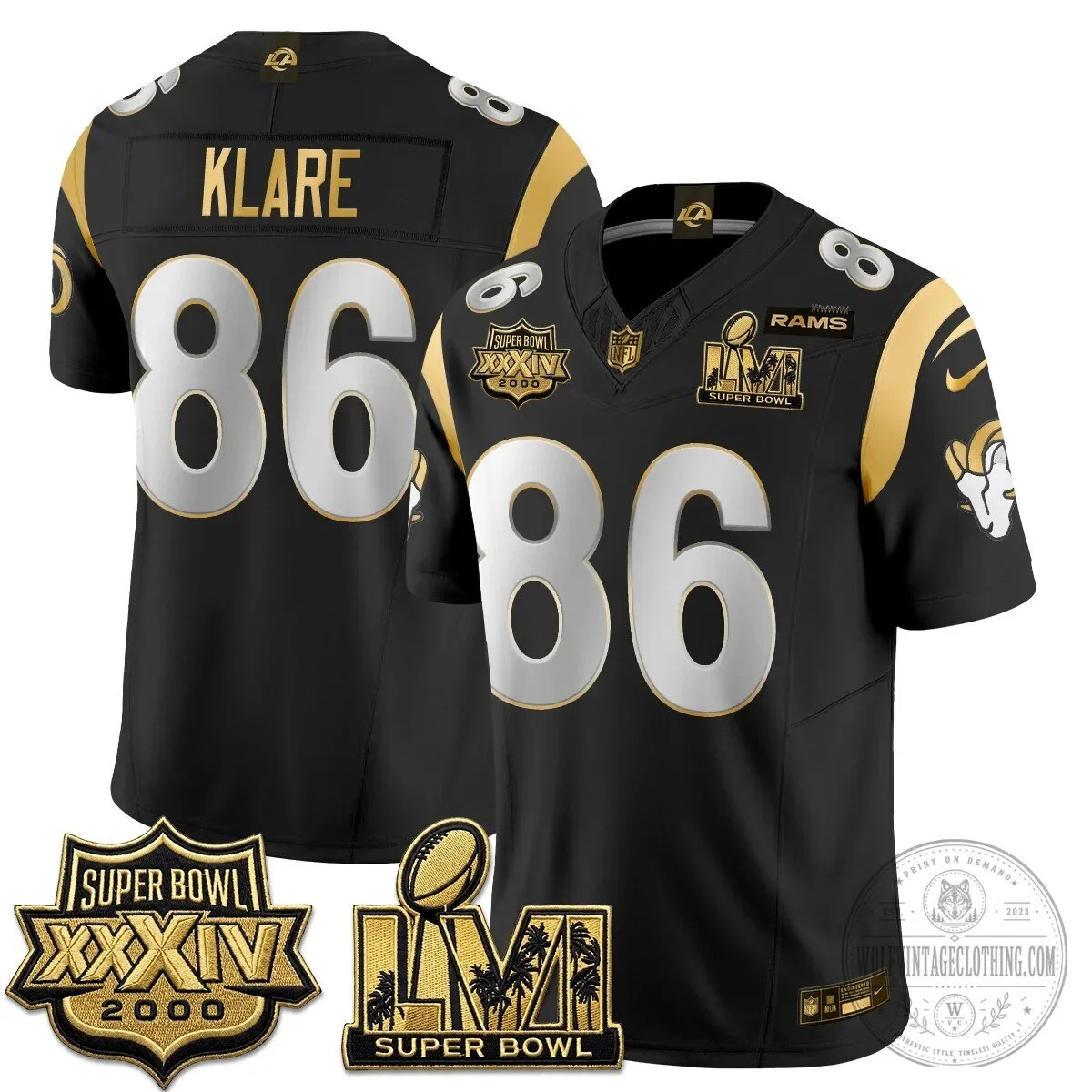 Los Angeles Rams Super Bowl Champions White Gold Vapor Football Jersey 83 Los Angeles Rams Super Bowl Champions White Gold Vapor Football Jersey