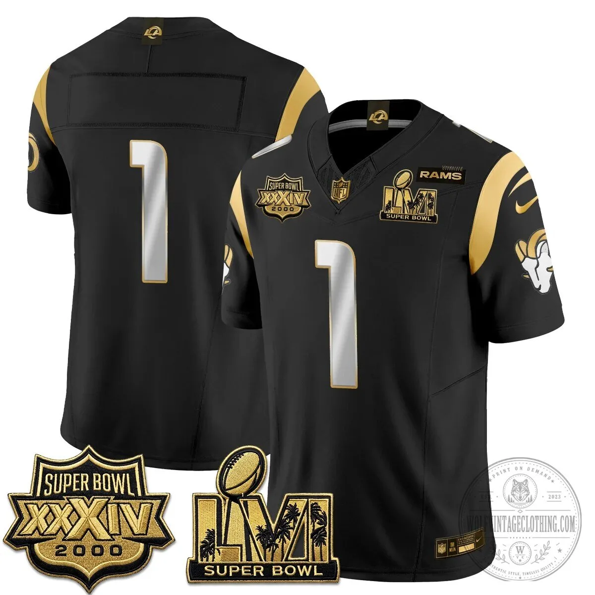 Los Angeles Rams Super Bowl Champions White Gold Vapor Football Jersey 84 Los Angeles Rams Super Bowl Champions White Gold Vapor Football Jersey