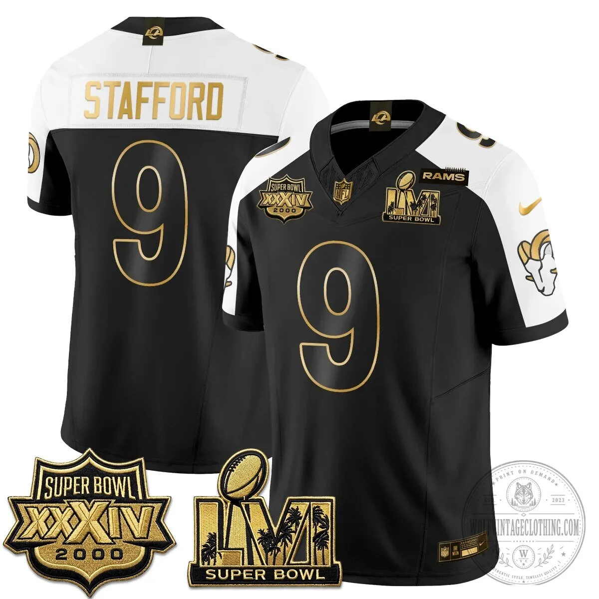 Los Angeles Rams Super Bowl Champions White Gold Vapor Football Jersey 87 Los Angeles Rams Super Bowl Champions White Gold Vapor Football Jersey
