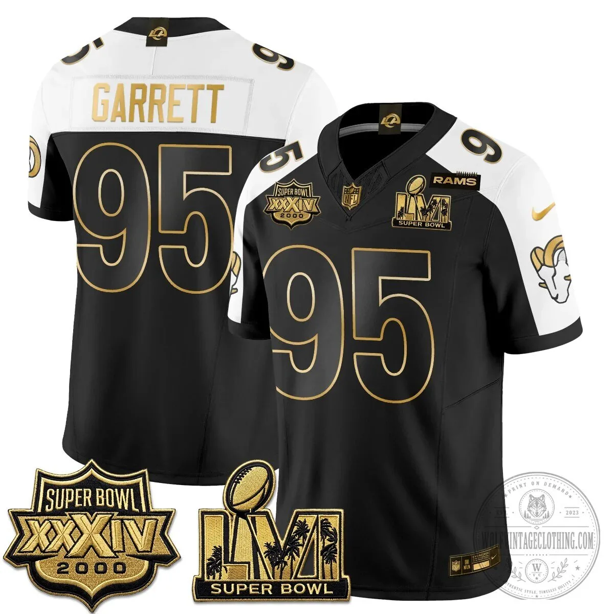 Los Angeles Rams Super Bowl Champions White Gold Vapor Football Jersey 90 Los Angeles Rams Super Bowl Champions White Gold Vapor Football Jersey
