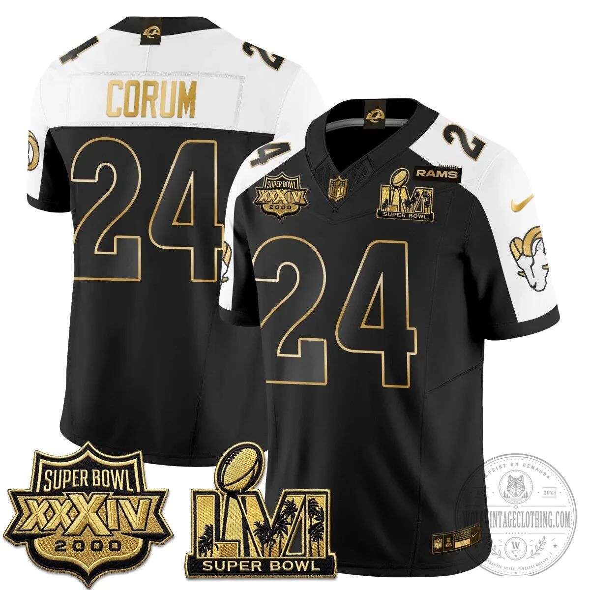 Los Angeles Rams Super Bowl Champions White Gold Vapor Football Jersey 91 Los Angeles Rams Super Bowl Champions White Gold Vapor Football Jersey