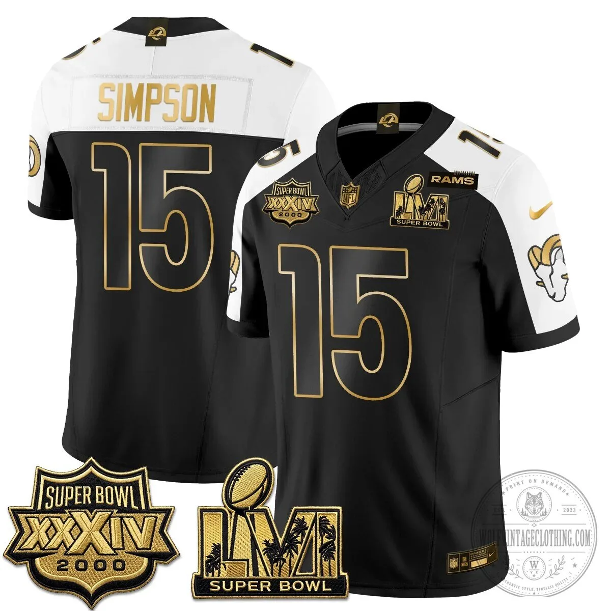 Los Angeles Rams Super Bowl Champions White Gold Vapor Football Jersey 94 Los Angeles Rams Super Bowl Champions White Gold Vapor Football Jersey