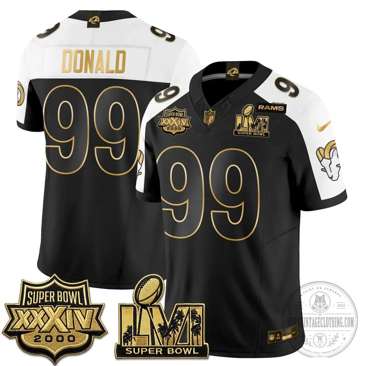 Los Angeles Rams Super Bowl Champions White Gold Vapor Football Jersey 97 Los Angeles Rams Super Bowl Champions White Gold Vapor Football Jersey