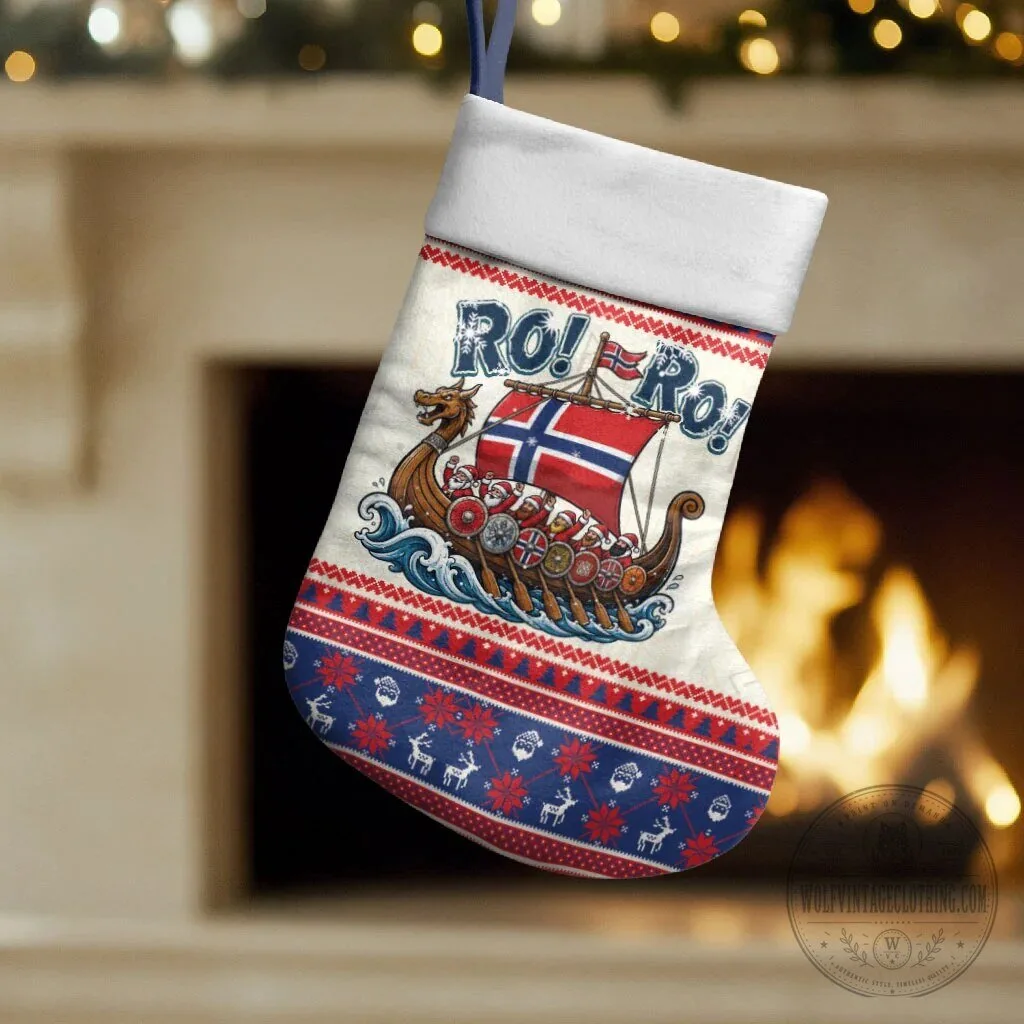 Norway Viking Ship Ro Ro Ro Christmas Holiday Stocking