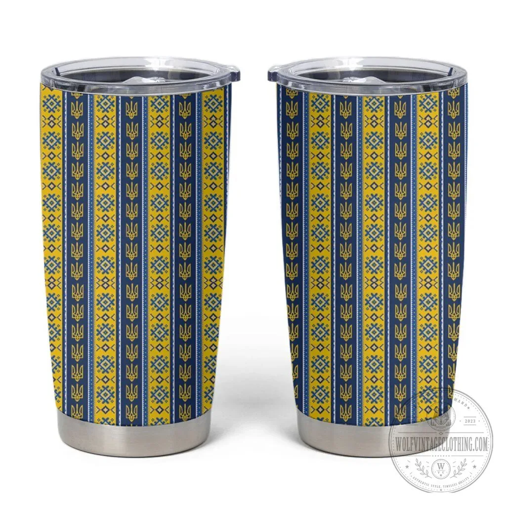 Ukrainian Trident Pattern Insulated Tumbler