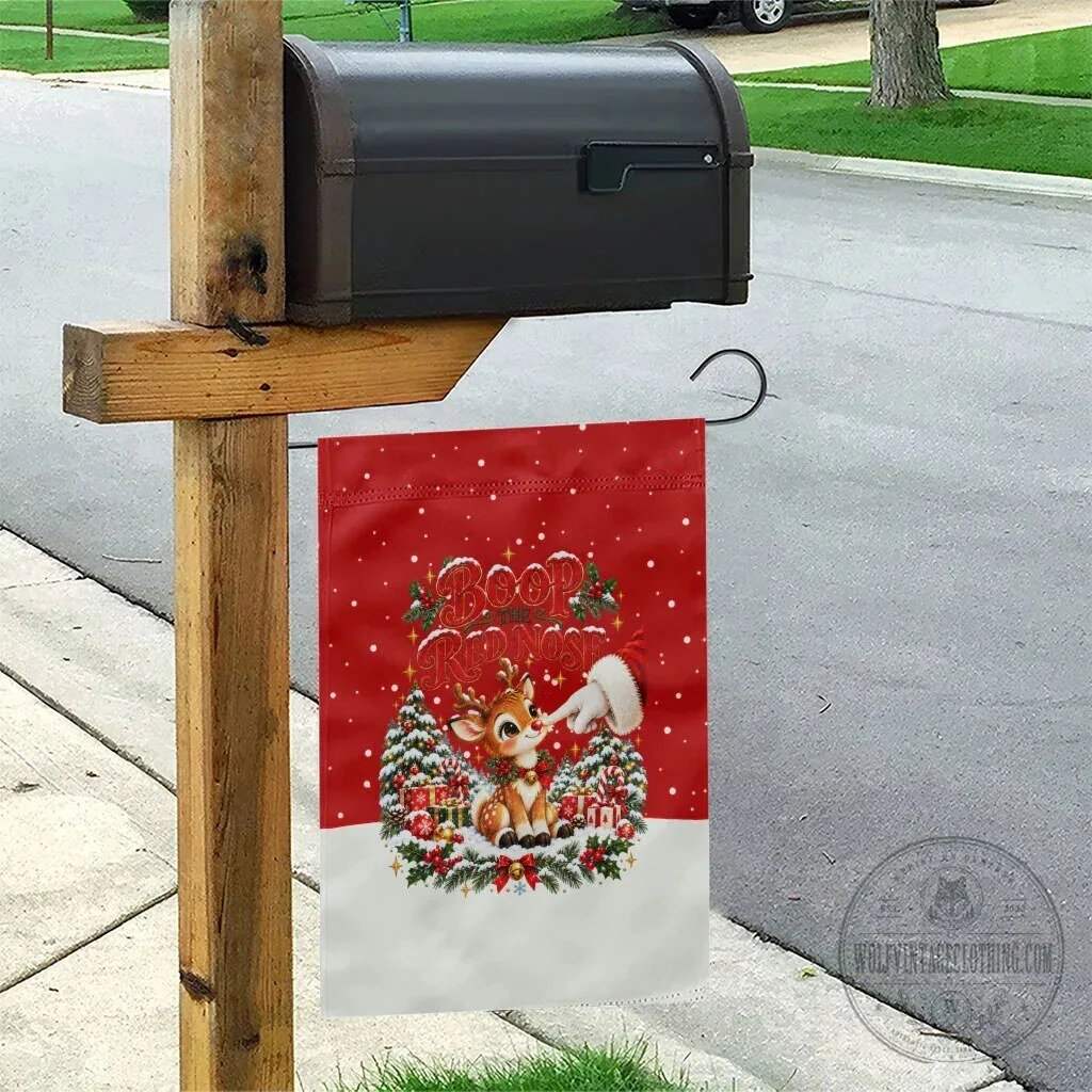 Cute Reindeer Boop The Red Nose Christmas Festive Vintage Winter Garden Flag 11 Cute Reindeer Boop The Red Nose Christmas Festive Vintage Winter Garden Flag