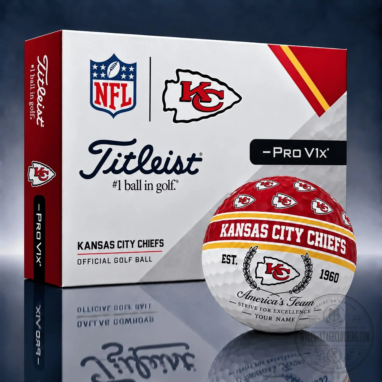 Kansas City Chiefs Official NFL Golf Ball Pro V1x