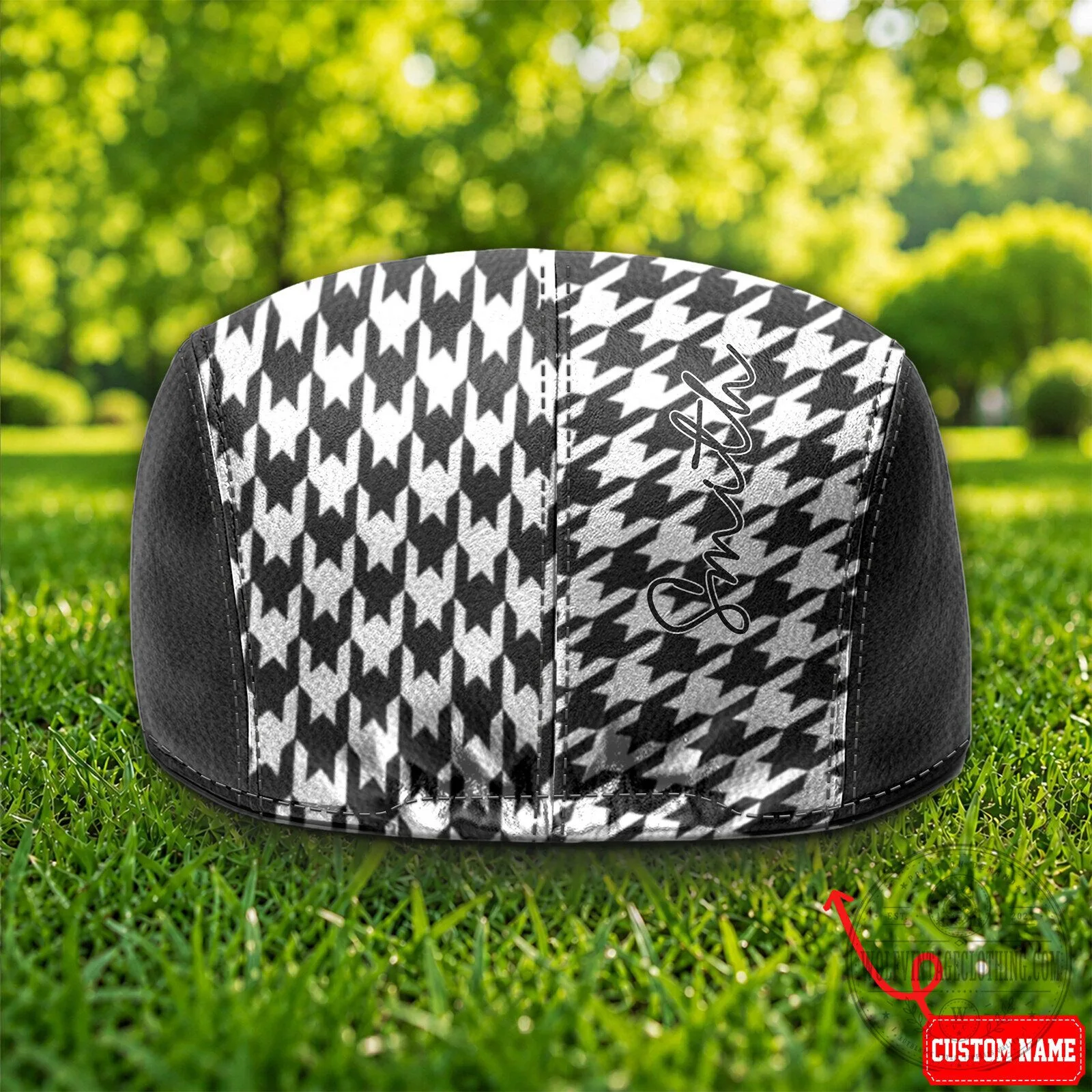 Green Bay Packers Houndstooth Pattern Golf Flat Cap Hat 9 Green Bay Packers Houndstooth Pattern Golf Flat Cap Hat