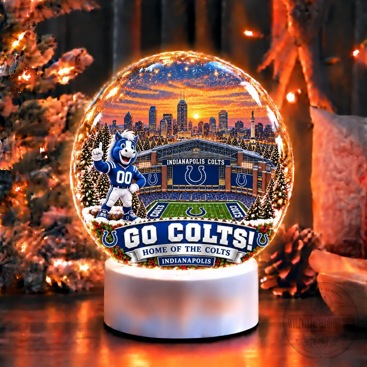Indianapolis Colts Football Team Snow Globe Night Light Christmas Decoration